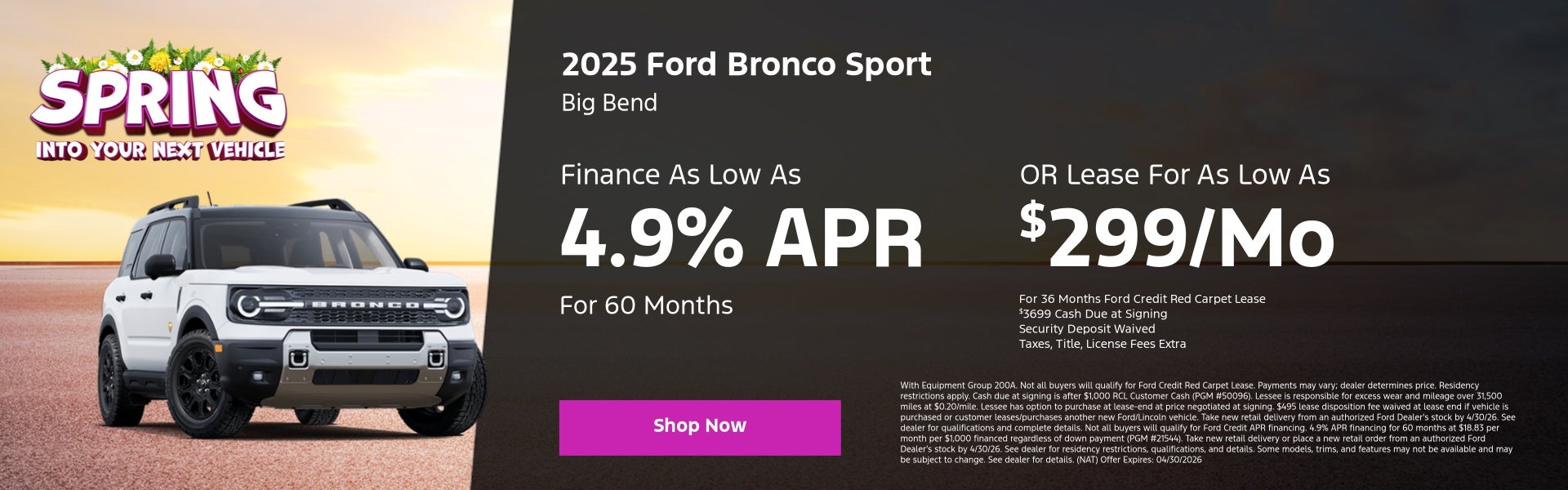 April Bronco Sport Offer