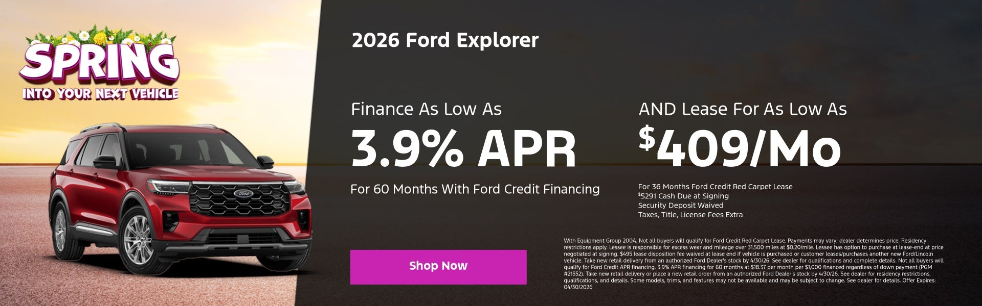 April Explorer Offer